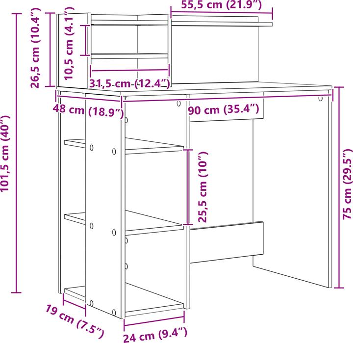 Image du produit vidaXL Schreibtisch (48 x 48 x 101.50 cm)