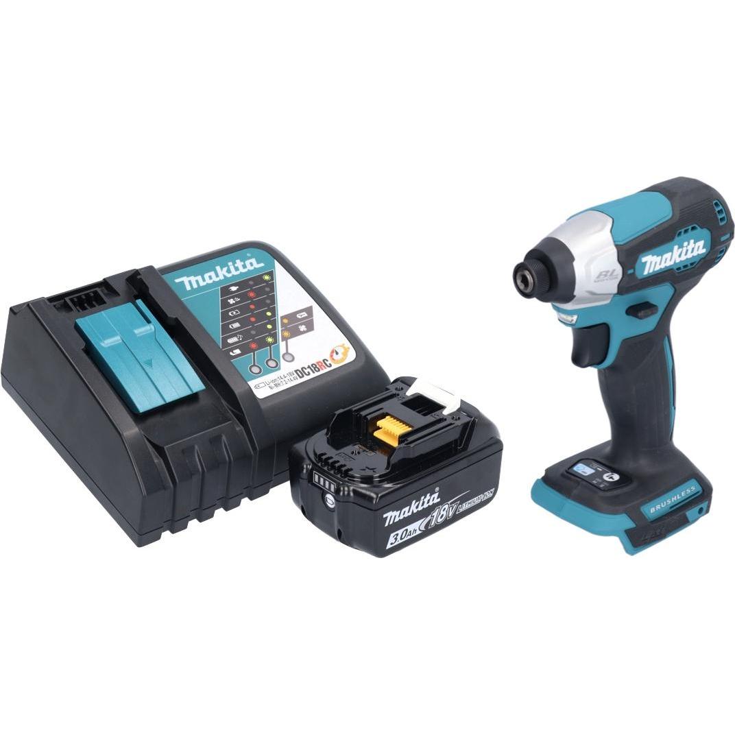 Thumbnail - Makita, Bohrmaschine + Akkuschrauber, DTD 157 RF1 Akku Schlagschrauber 18 V 140 Nm 1/4" Brushless + 1x Akku 3,0 Ah + Lad...