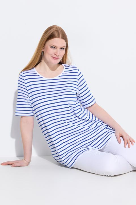 Produktbild Ulla Popken Ringelshirt, A-Linie, Rundhals, Halbarm, Pima Cotton (50, 52)