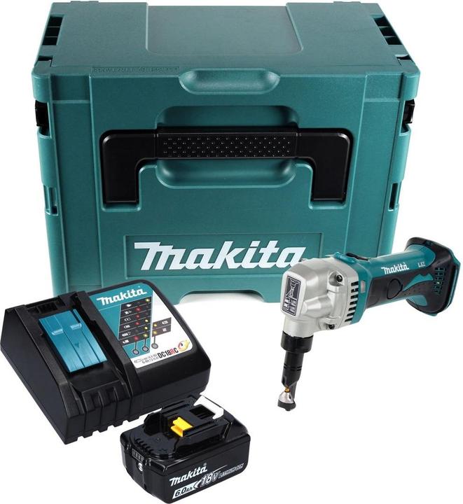 Actual product image Makita DJN 161 RG1J Battery Nibbling Shears 18 V + 1x Battery 6.0 Ah + Charger + Makpac