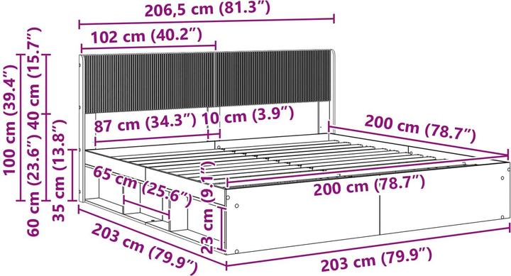 Produktbild vidaXL Bettrahmen (200 x 200 cm)