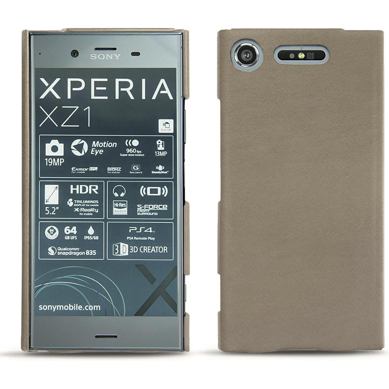 Thumbnail - Noreve Lederschutzhülle (Sony Xperia XZ1), Smartphone Hülle, Beige