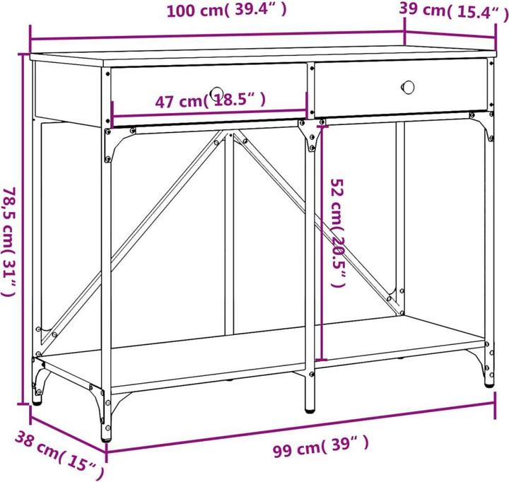 Image du produit vidaXL Konsolentisch (100 x 39 x 78.50 cm)