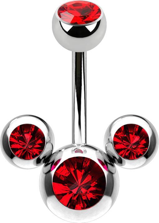 Immagine prodotto Star Piercing Topolino in argento con cristalli rossi (senza ottone, Acciaio chirurgico 316L)
