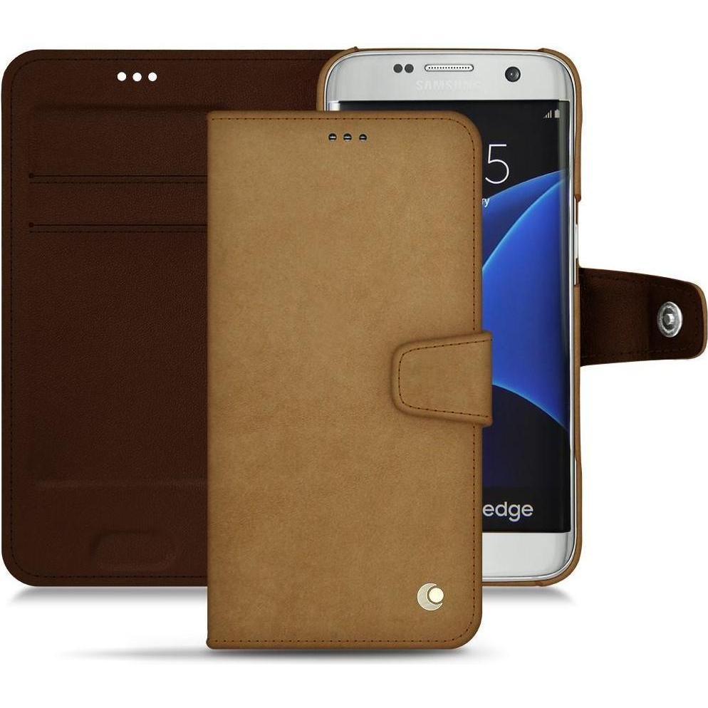Noreve Lederschutzhülle Wallet (Samsung Galaxy S7 Edge), Smartphone Hülle, Braun