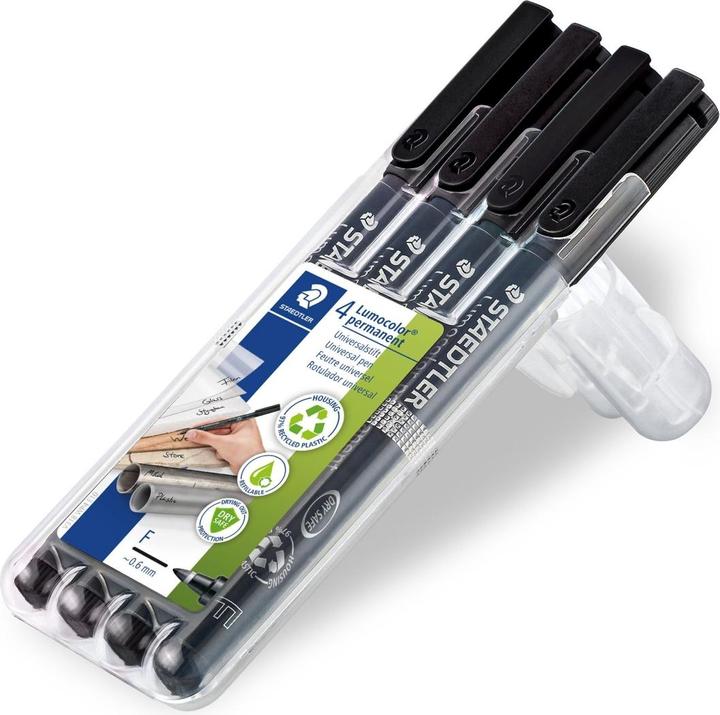 Staedtler Stylo universel Lumocolor permanent Set (Noir, 0.60 mm, 4 x)