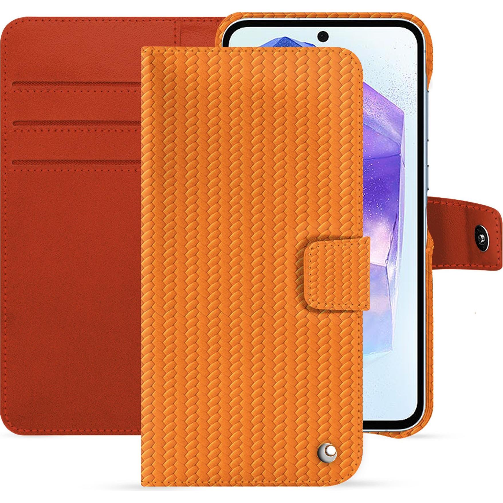 Noreve Lederschutzhülle Samsung Galaxy A55 (Samsung Galaxy A55), Smartphone Hülle, Orange