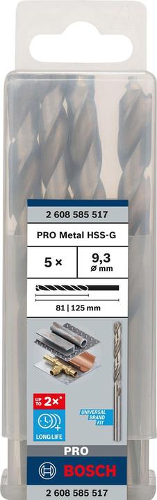 Actual product image Bosch Professional Zubehör PRO Metal HSS-G twist drill, 9.3 x 81 x 125 mm (9.3 mm)