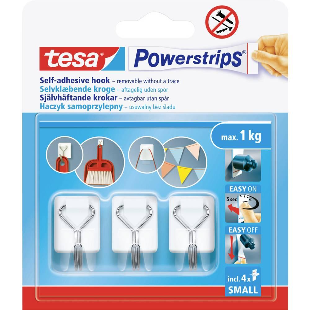 tesa, Chiodo adesivo + Gancio adesivo,  Powerstrips Draht-Haken S Weiss Inhalt: 1 St.