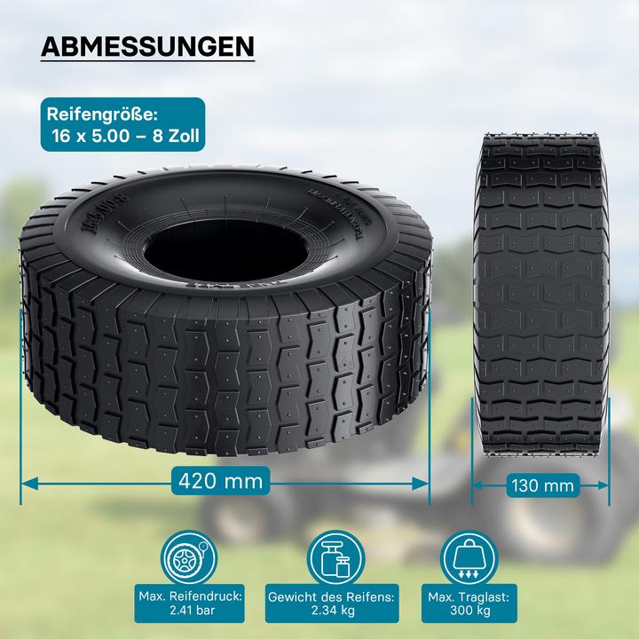 Immagine prodotto Wiltec Pneumatico per tosaerba 16x5.00-8 con battistrada a blocchi per tosaerba a scoppio e carrelli a mano (Tosaerba)