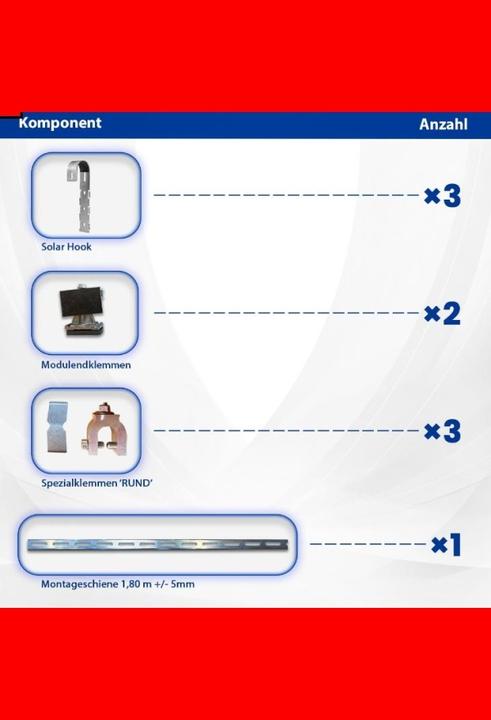 Produktbild Solar Hook Balkonkraftwerk Solarhaken rund (Solaranlage Montagematerial)