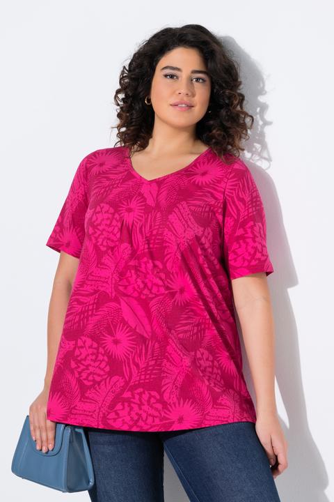 Produktbild Ulla Popken T-Shirt, Federn, A-Linie, V-Ausschnitt, Halbarm (62)