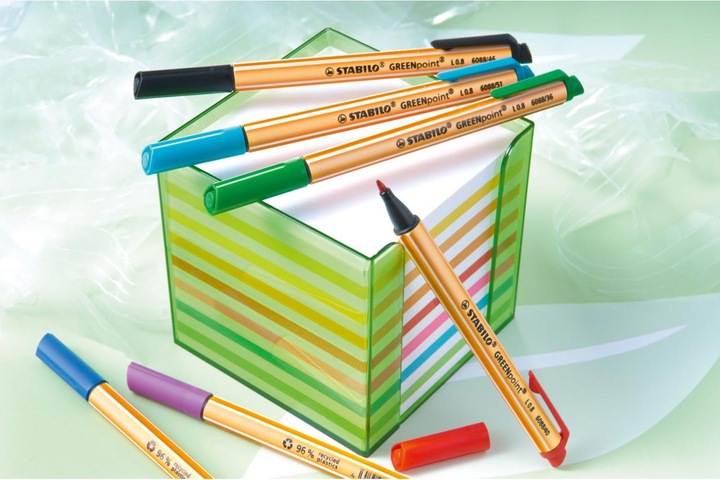 Actual product image STABILO GREENpoint environmentally friendly felt-tip pen (Red, Black, Green, Blue, 4 x)