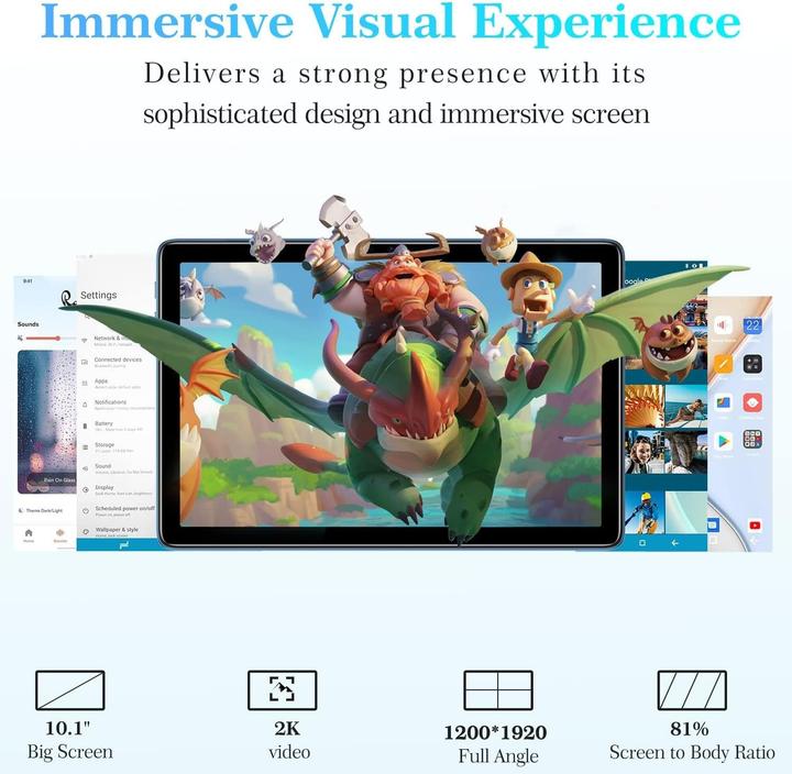 Actual product image Doogee T10 (Tablette 4G - 10.1", 128 Go, 8 Go RAM) Bleu (4G, 10.10", 128 GB, Blue)