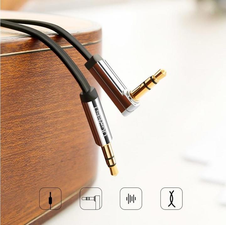 Produktbild Ugreen Audio AUX Kopfhörer Flachband abgewinkelt (3 m, 3.5mm Klinke (AUX))