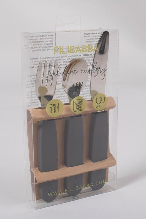 Immagine prodotto Filibabba Set di posate in silicone - Grigio pietra