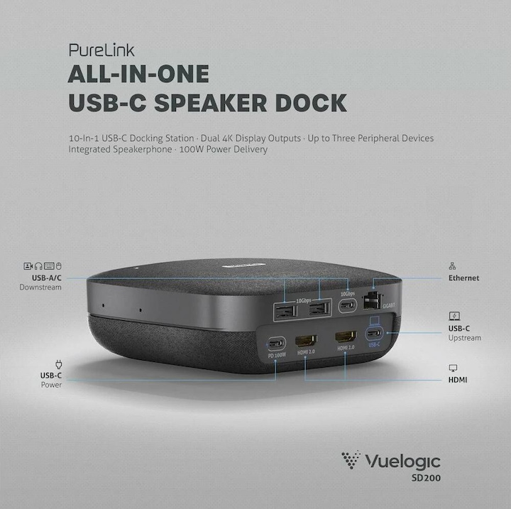 Actual product image Purelink Vuelogic - Speakerdock - SD200 - Combination of speaker, microphone and docking station - 4K-Unt (USB-C)