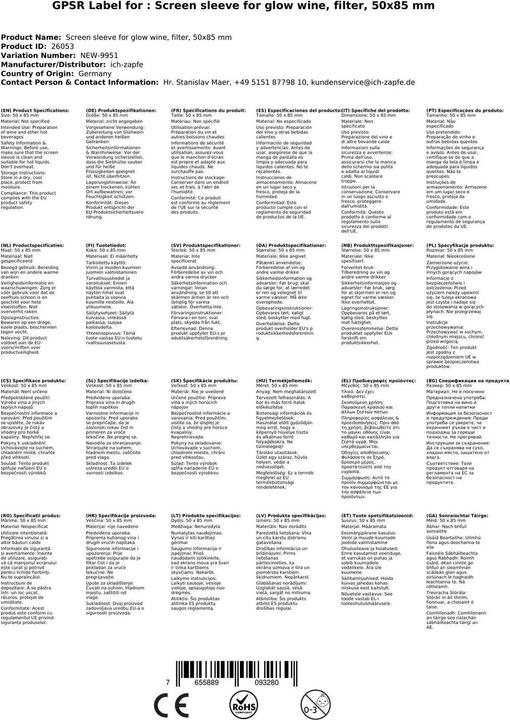 Immagine prodotto Ich-zapfe Siebhülse für Glühwein, Filter, 50x85 mm