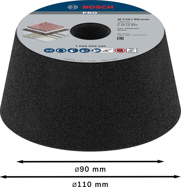 Produktbild Bosch Professional Zubehör PRO Metal Konischer Schleiftopf, 90 x 110 x 55 mm, G30 (36)