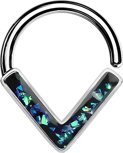 Immagine prodotto Star Piercing Anello Micro Piercing argento Angolo con Opale verde (senza ottone, Acciaio chirurgico 316L)