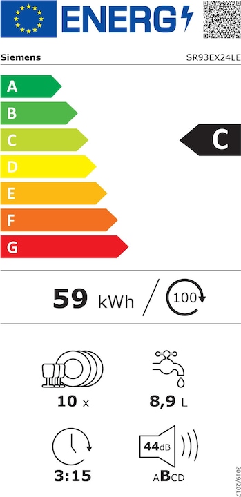 Label énergétique Siemens iQ300 SR93EX24LE