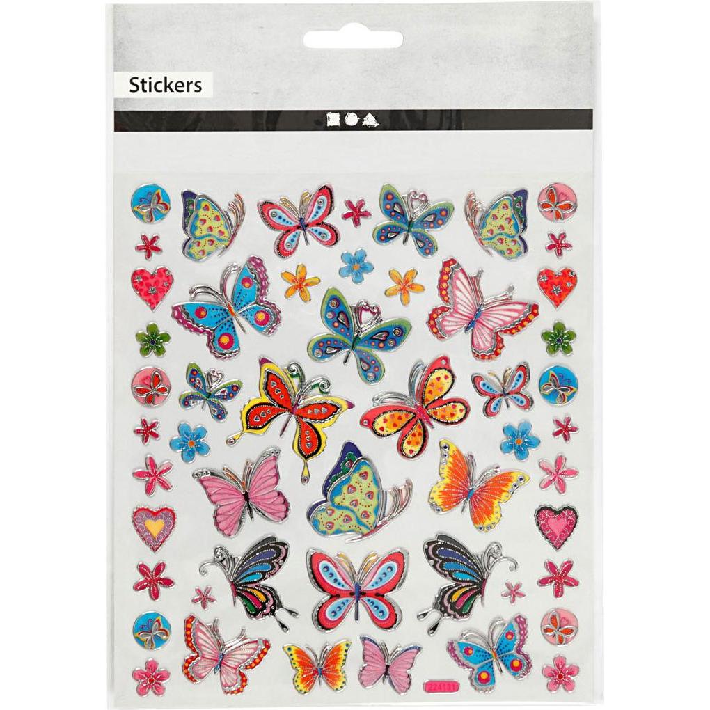 Creativ Company, Sticker, Aufkleber Blumen und Schmetterlinge, 1 Blatt
