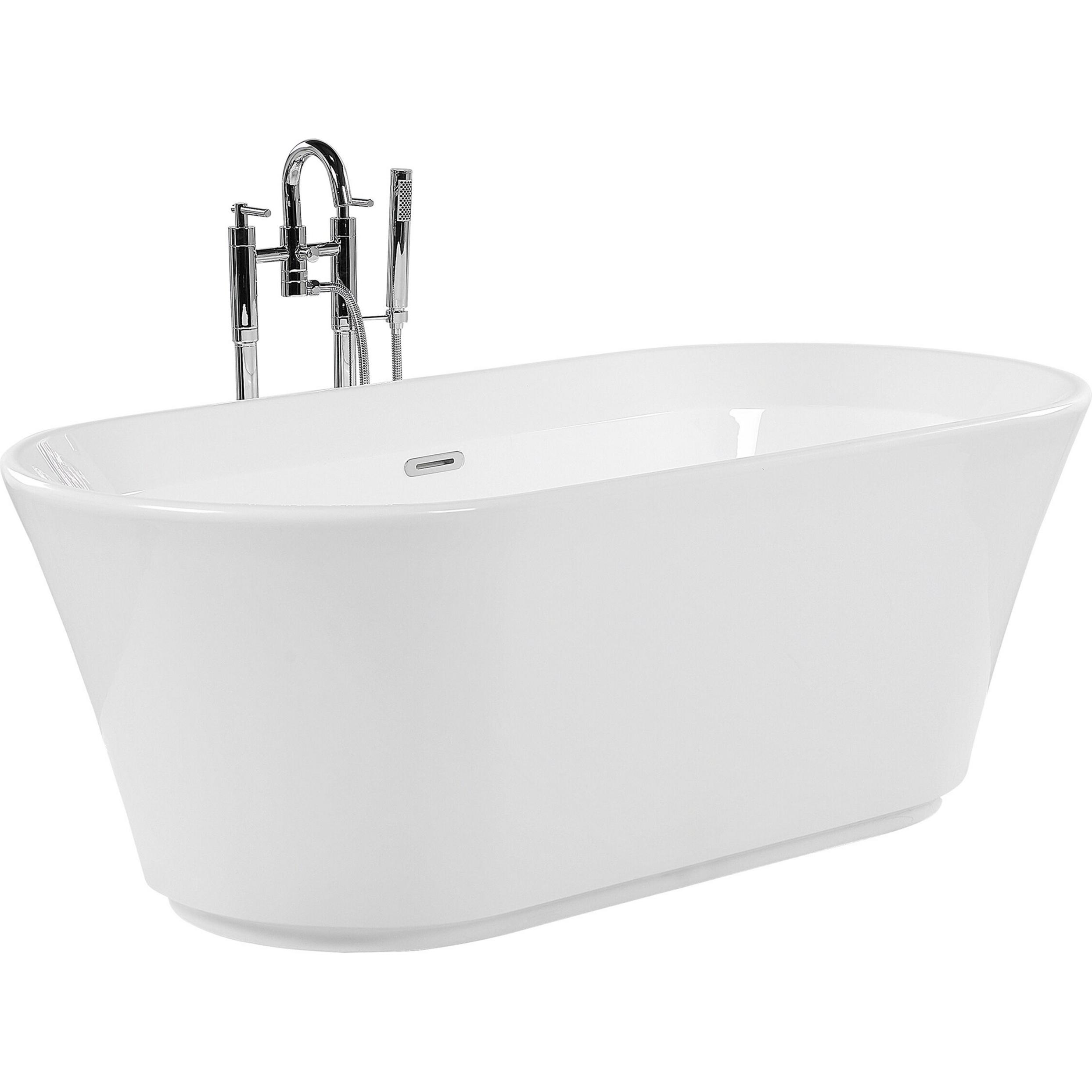 Beliani, Badewanne, Badewanne freistehend weiss oval 170 x 80 cm OVALLE (220 l, 80 cm)