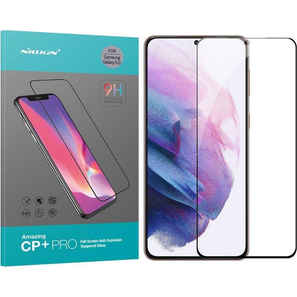 NoName Nillkin TvrzenÃ Sklo 2.5D CP+ PRO Black pro Samsung Galaxy S21 (1 Stück, Samsung Galaxy S21), Smartphone Schutzfo...