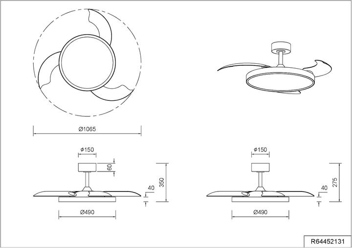 Actual product image RL live your light Ceiling Fan with Light, Remote Control, Dimmable, Night Light, 6 Speeds, Timer (48 dB)