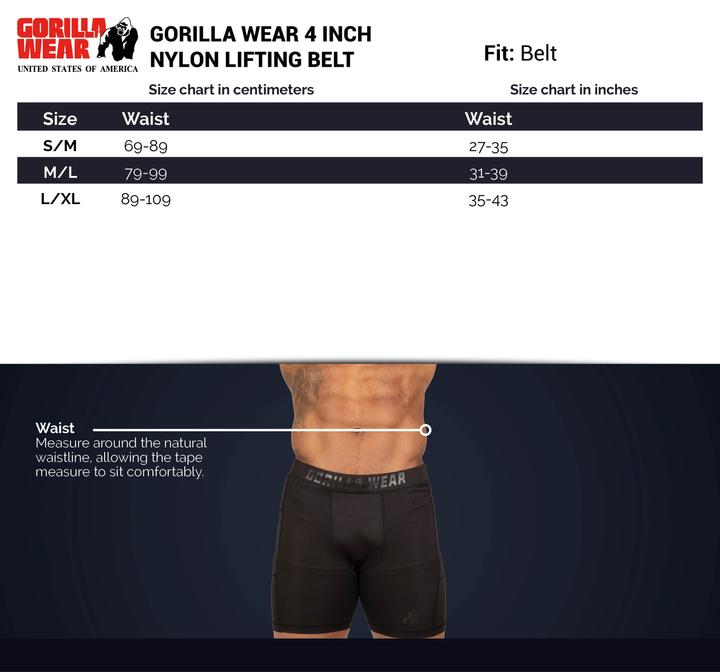 Immagine prodotto Gorilla Wear Cintura di sollevamento in nylon da 4 pollici