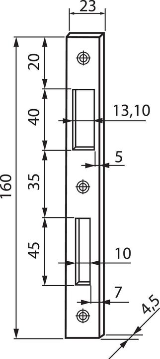 Actual product image Roto Strike plate for special constructions, 160 x 23 x 4.5 mm, nylon