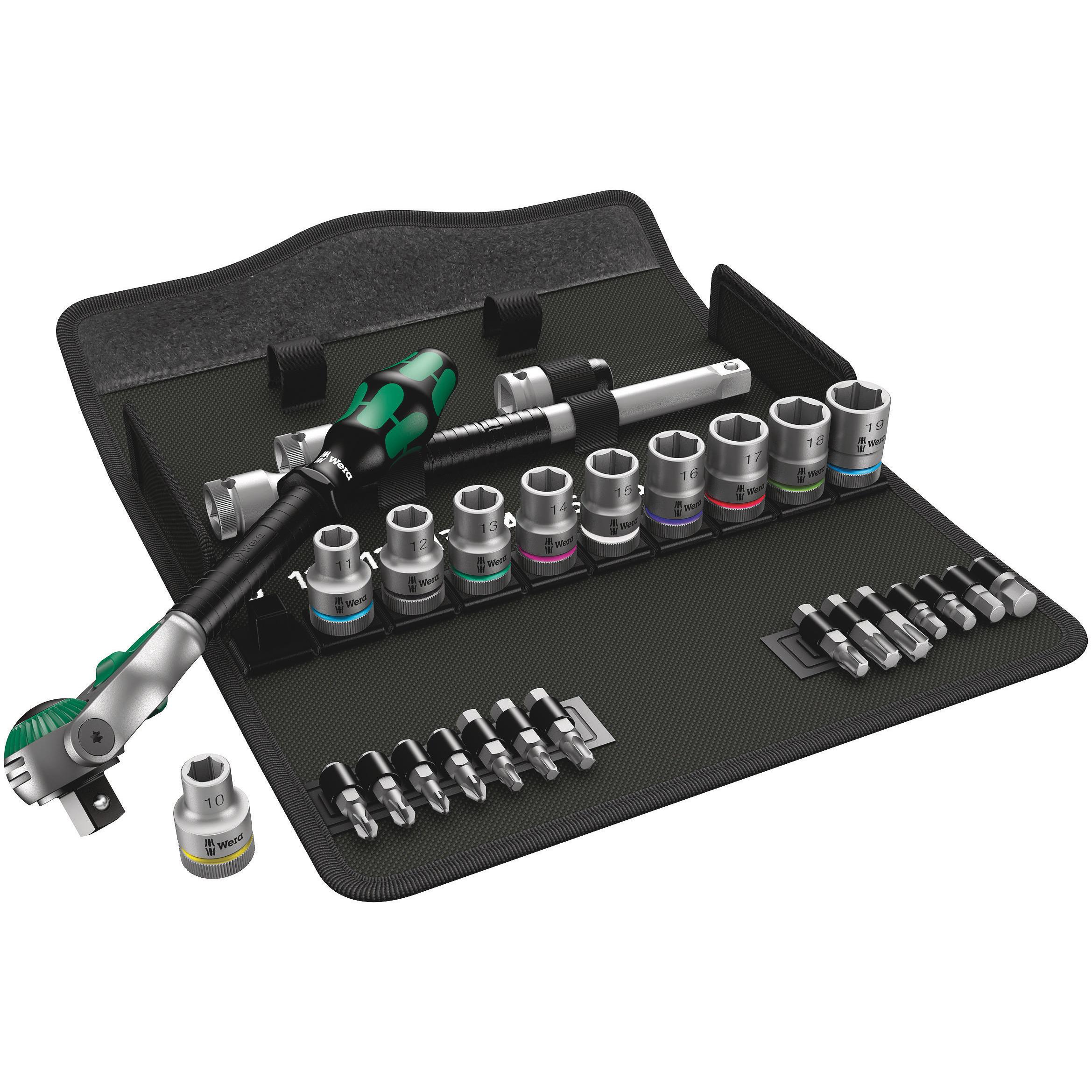 Wera, Steckschlüssel + Stecknuss, 8100 SC 6 Zyklop Speed-Knarrensatz (13 mm, 14 mm, 19 mm, 18 mm, 16 mm, 11 mm, 15 mm, 1...
