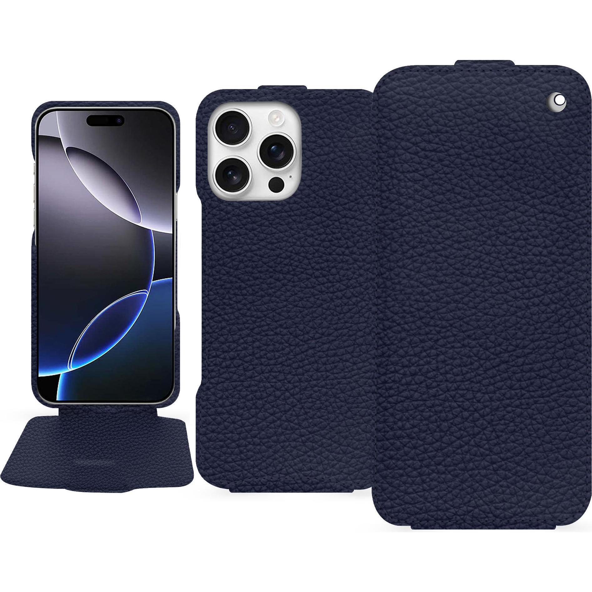 Noreve Lederschutzhülle vertikal (Apple iPhone 16 Pro Max), Smartphone Hülle, Violett