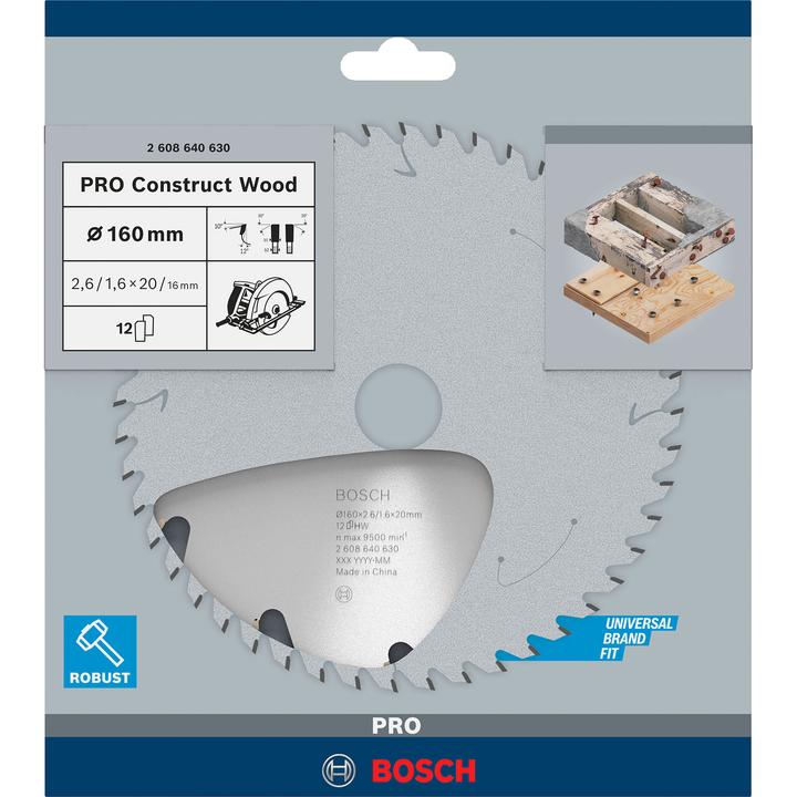 Produktbild Bosch Professional Zubehör PRO Construct Wood Kreissägeblatt, 160 x 2,6 x 20 mm