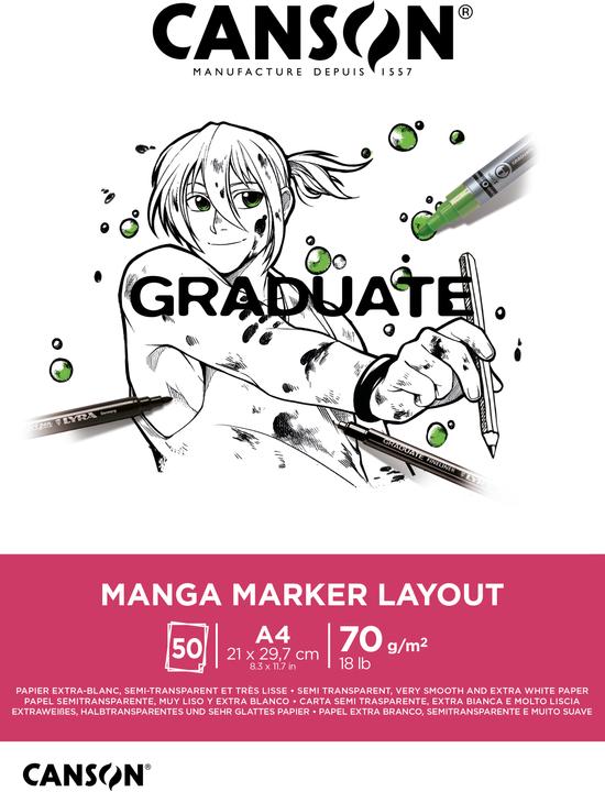 Canson Bloc d'étude GRADUATE Manga Marker Layout, DIN A4