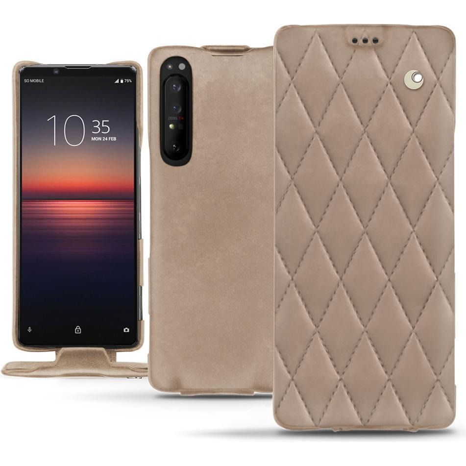 Noreve Lederschutzhülle vertikal (Sony Xperia 1 II), Smartphone Hülle, Beige