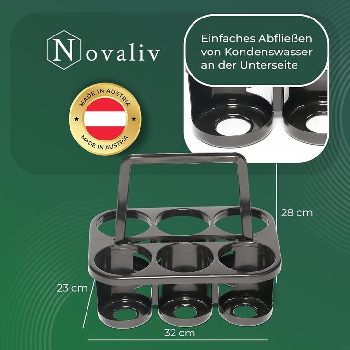 Immagine prodotto Novaliv 4X Flaschenträger für 24 Flaschen - Stabiler Halt - Getränkekorb Kunststoff, Stapelbar, 32x2
