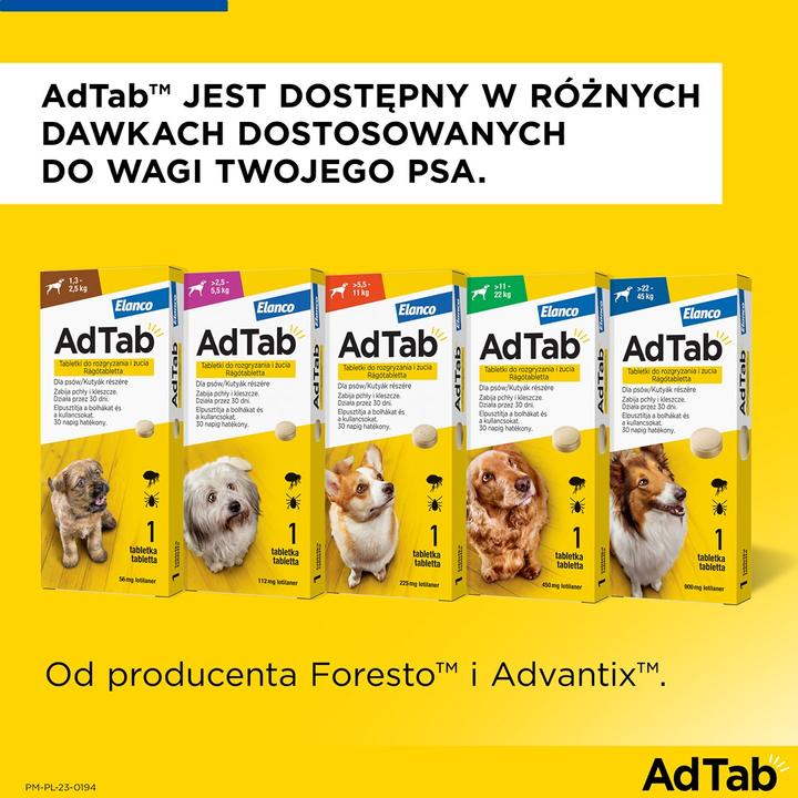Image du produit Elanco AdTab comprimés anti-puces et tiques pour chien (>5 5-11 kg) - 1x 225mg (Adulte, 1 pcs, 0.23 g)