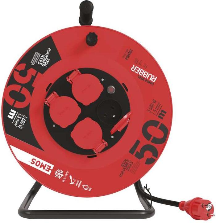 Produktbild Emos Trommelkabel mit Erdung, 4 Steckdosen, IP44, 50 m (P084501) (50 m, 1.50 mm²)