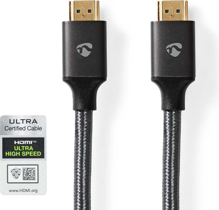 Produktbild Nedis Ultra High Speed ​​HDMI -Kabel - 48 Gbps - 1 m - rund - Metall - Anthrazit (1 m)