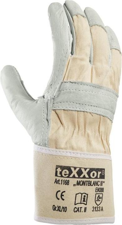 Actual product image Runnex teXXor® Full cowhide leather gloves MONTBLANC III leather nature/Drell white size 9 (9)