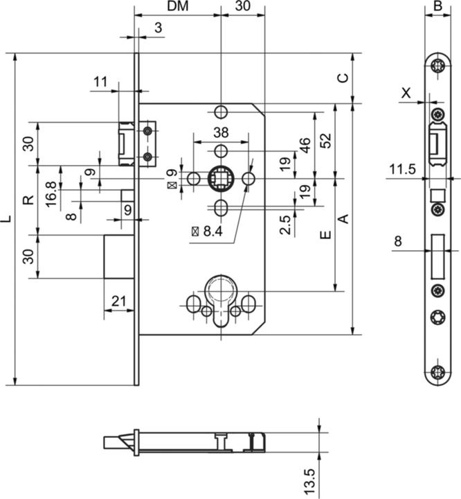 Actual product image Glutz Panic mortise lock 12400 SV PE (Mortise lock)