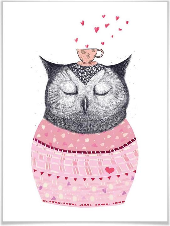 Immagine prodotto Trenddeko Gufo amante del caffè (24 x 30 cm)