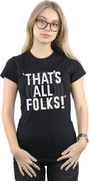 Actual product image Looney Tunes Womens/Ladies That's All Folks Text Cotton T-Shirt (M)
