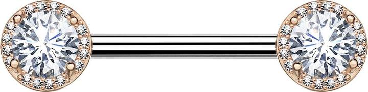 Produktbild Star Piercing Barbell rosegold Kristall gefasst mit Kristallen (Messing, Chirurgenstahl 316L)
