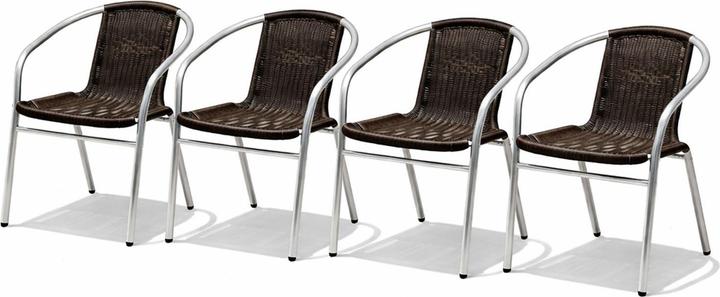 Mojawo 4 Stück Stabiler Aluminuim / Polyrattan Bistrostuhl stapelbar