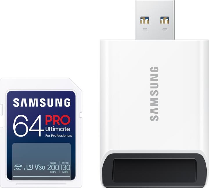 Immagine prodotto Samsung PRO Ultimate con lettore di schede USB (64 GB, SDXC, U3, UHS-I)