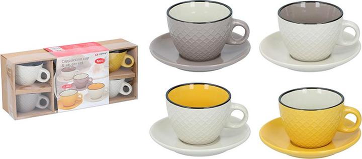 Beanarella Cappuccino cups with saucers, made of porcelain, set of 4 (200 ml, 4 x)