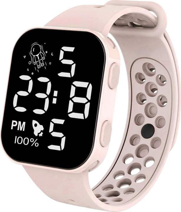 Actual product image Cbx P1 Fashion LED digital watch with silicone strap 12-hour display Pink (Digital watch)