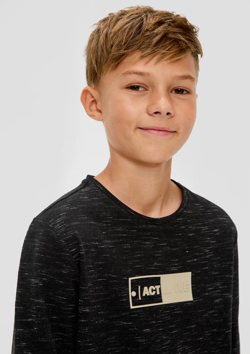 Produktbild s.Oliver T-Shirt Meliertes Longsleeve mit Piqué-Struktur (M)